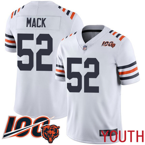 Chicago Bears Limited White Youth Khalil Mack Jersey NFL Football #52 100th Season->chicago bears->NFL Jersey